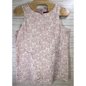 Victoria Beckham Women Midi Dress 3X Pink White Sleeveless Jacquard Fully Lined